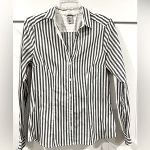 Gray/white striped button down